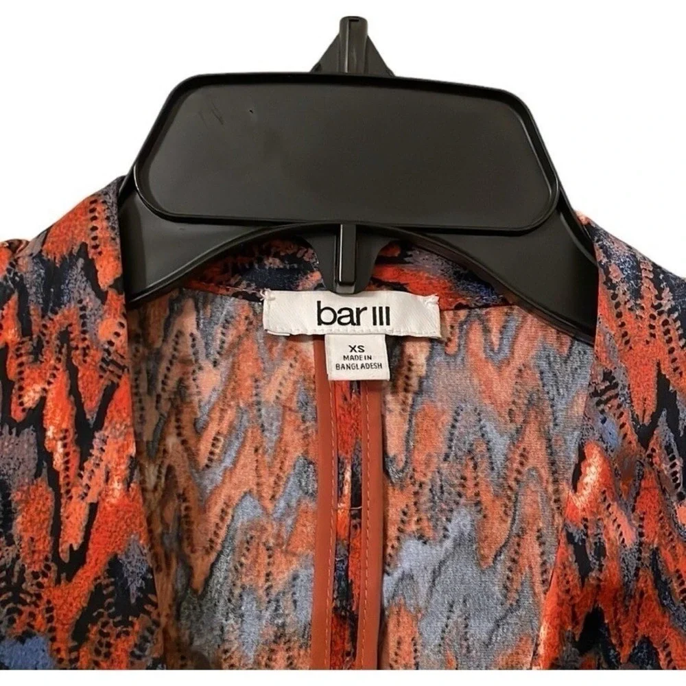 BAR‎ III Women's Ikat Print Multicolor Scrunch Sleeve Blazer Size XS